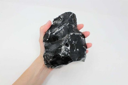 Black obsidian stone rough - stone, raw