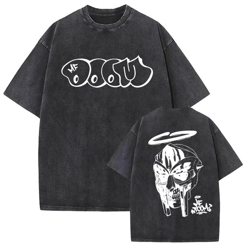 Doom washed black graphic t - washed,
