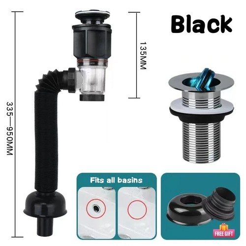 Black universal sink drain - black,