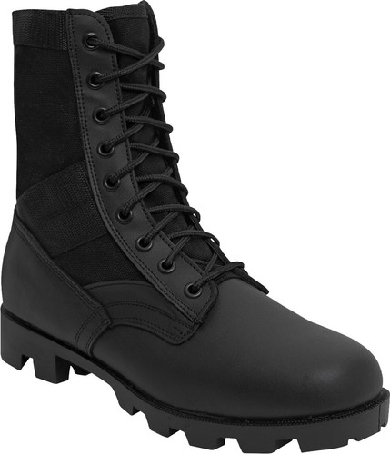 Black leather military jungle - black,